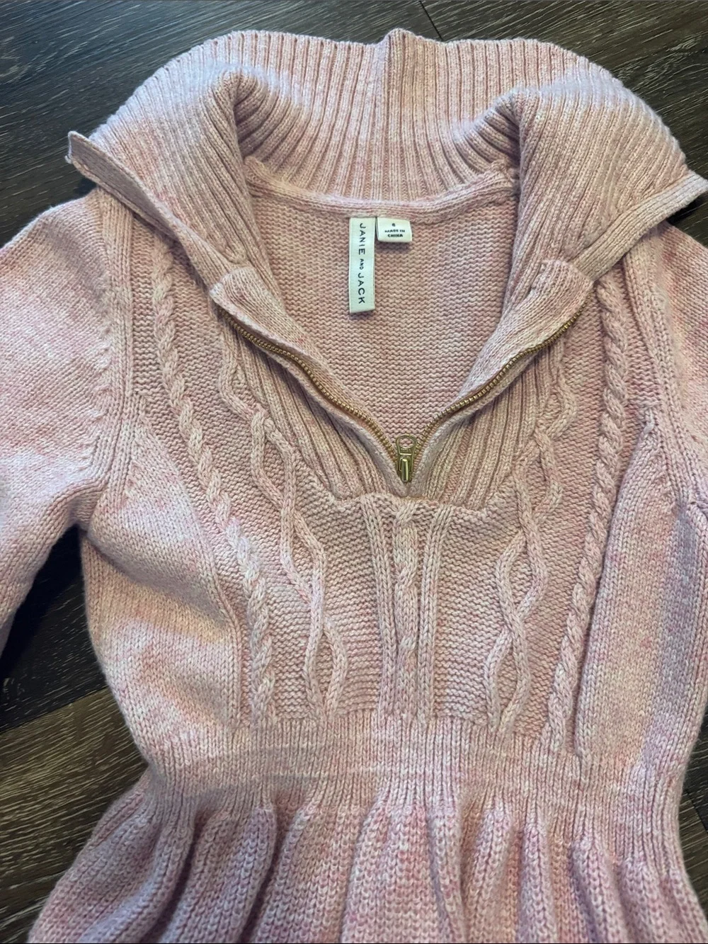 Janie and Jack Pink Cable Knit Half-Zip Sweater